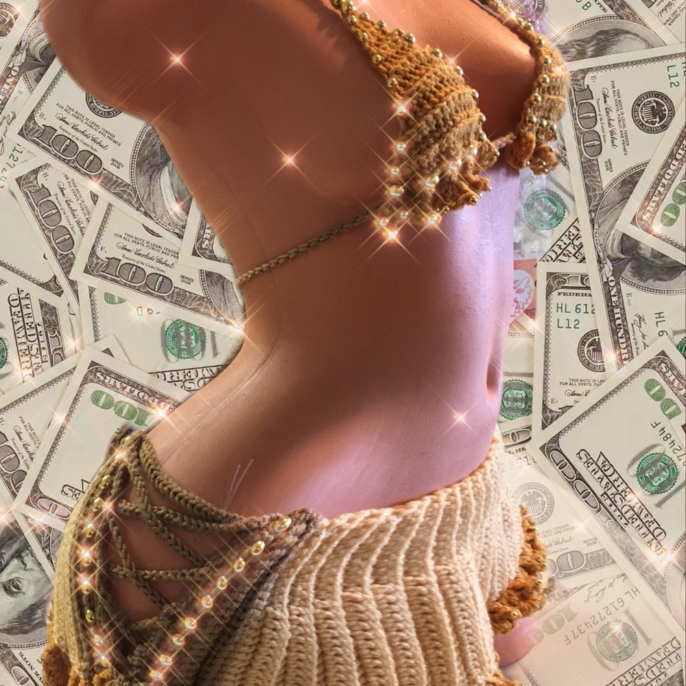 3 Piece Exotic Dancewear Set Crochet sized Sm/Med